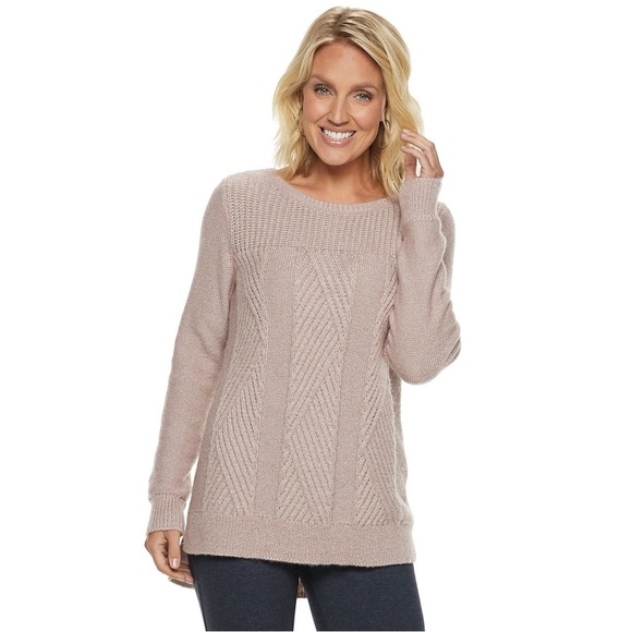 Dana Buchman Medium Pink Cable Knit Lurex Sweater NWT - Picture 1 of 9